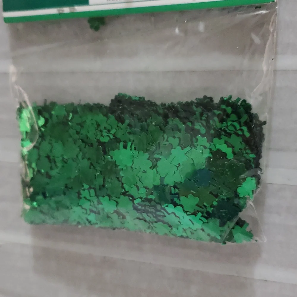 Green Holographic Shamrock Confetti for Parties 1.5 Oz